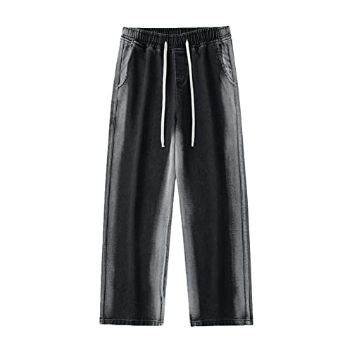 Baggy Jeans Men Elastic Wide Leg Relaxed Fit Denim Pants with Pockets Fashion Contrast Casual Jean Trouser Streetwear2