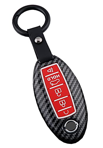 Coque de clé pour Nissan Armada 5 boutons, boîtier carbone rouge anti-rayure pour télécommande