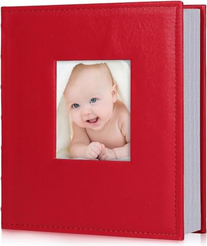 RECUTMS Photo Album 100 pages/50 sheets Albums Black Page 2 Per Pages Photos Album Book Leather Cover 4x6 Photo Sleeves Boy Girl Family Wedding Photo Albums Wedding Holiday Brown