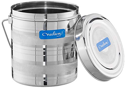 Image of Neelam Stainless Steel Size 15 22 Gauge Diamond Milk Pot with Wire Handle, 3650 ml, Silver Finish, Trusted Quality & Elegant Air Tight Storage Container,Ideal for Storing Milk, Perfect for Daily Use