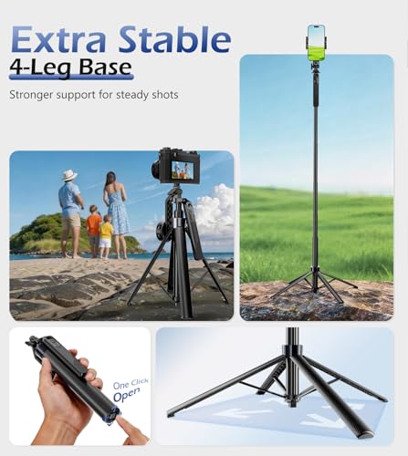 Image of UBeesize 70'' Magnetic Selfie Stick Tripod for iPhone with Remote