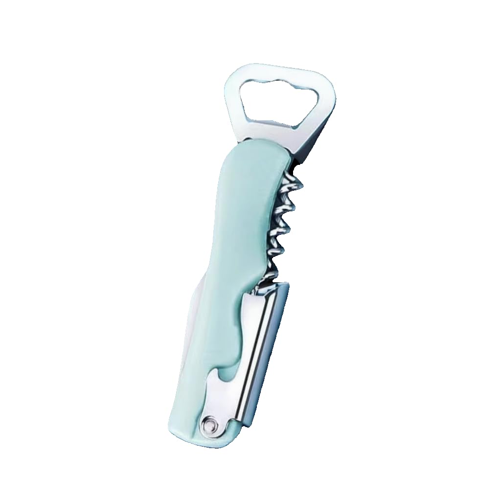 Sipoyen Wine Opener Waiter Corkscrew with Bottle Beer Opener Wine Key 2 in 1 Wine Opener Include Foil Knife, Cap Bottle Opener, Sommeliers(Mint Green)