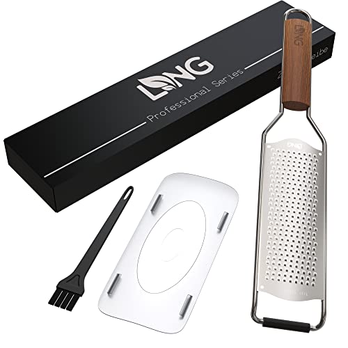LNG Professional Râpe à zester (30x6cm) Ta râpe à parmesan, râpe à noix de muscade, râpe à citron, râpe à gingembre de haute qualité avec des lames en acier inoxydable tranchantes comme des rasoirs.
