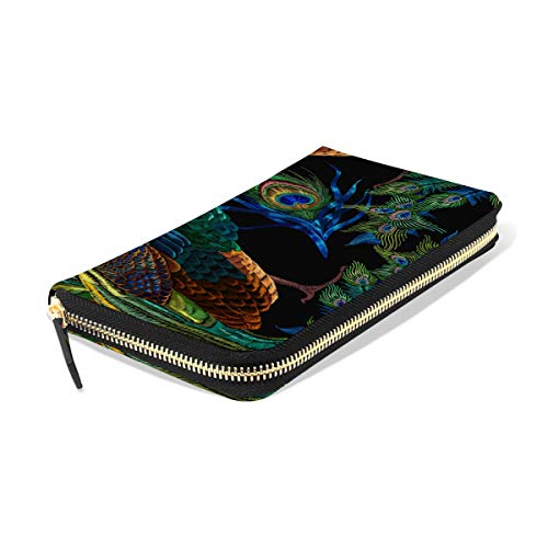 AGONA Womens Wallet Blue Peacocks Wallet for Women Long Wallet PU Leather Zip Around Phone Clutch Handbag Card Holder Purse Girls Men3