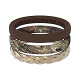 Groove Life Mossy Oak Stackable Breakup Country Silicone Ring - Breathable Rubber Wedding Rings for Women, Lifetime Coverage, Unique Design, Comfort Fit Ring - Size 8