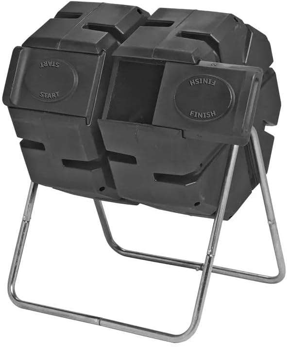 Gardener's Supply Company Dual Batch Compost Tumbler | 100% Recycled Plastic Outdoor Heavy Duty Dual Rotating Compost Bin | Holds 3 Cubic Ft of Kitchen Waste & Garden Clippings