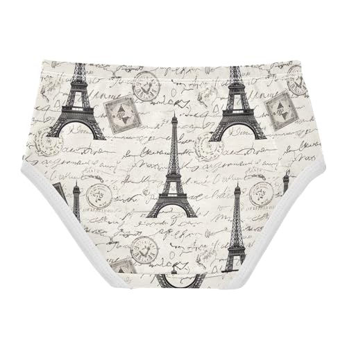 Cotton Girls Underwear Toddler Vintage Eiffel Tower Postcards Panties for Girl Personalized Briefs Underpants 2t2