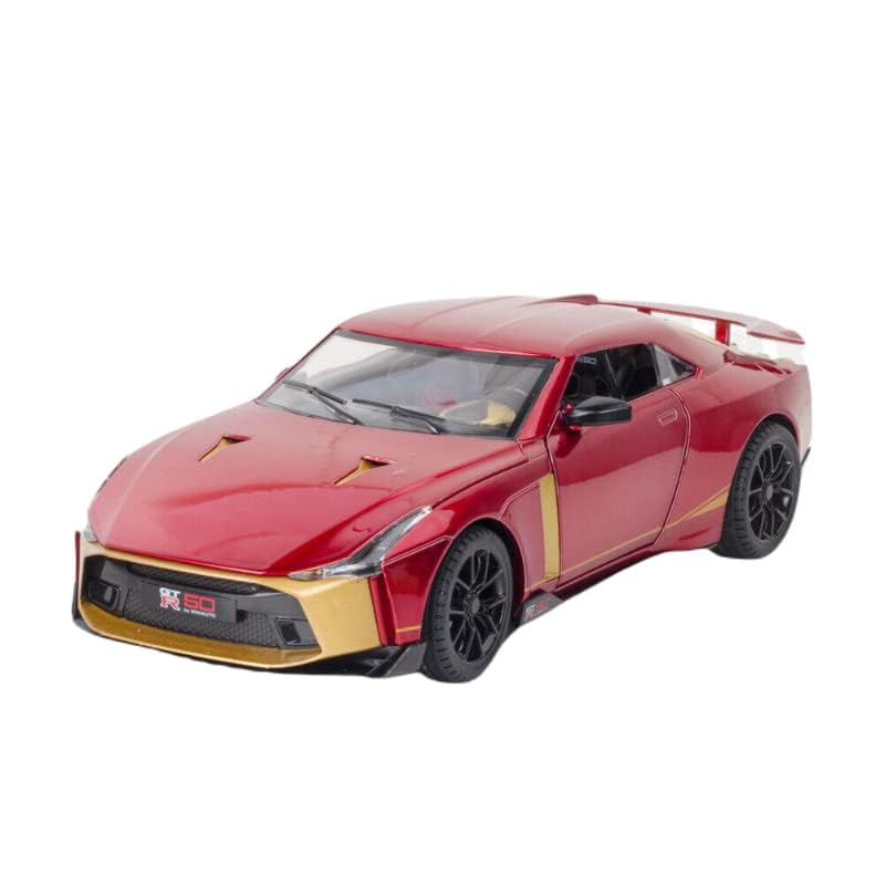 Image of Diecast GT R-50Toy Car 1:24 Scale Model,Pull Back Vehicles Alloy Simulation Supercar with Lights and Sound Also for Car Dashboard,Kids,Adult (Red)
