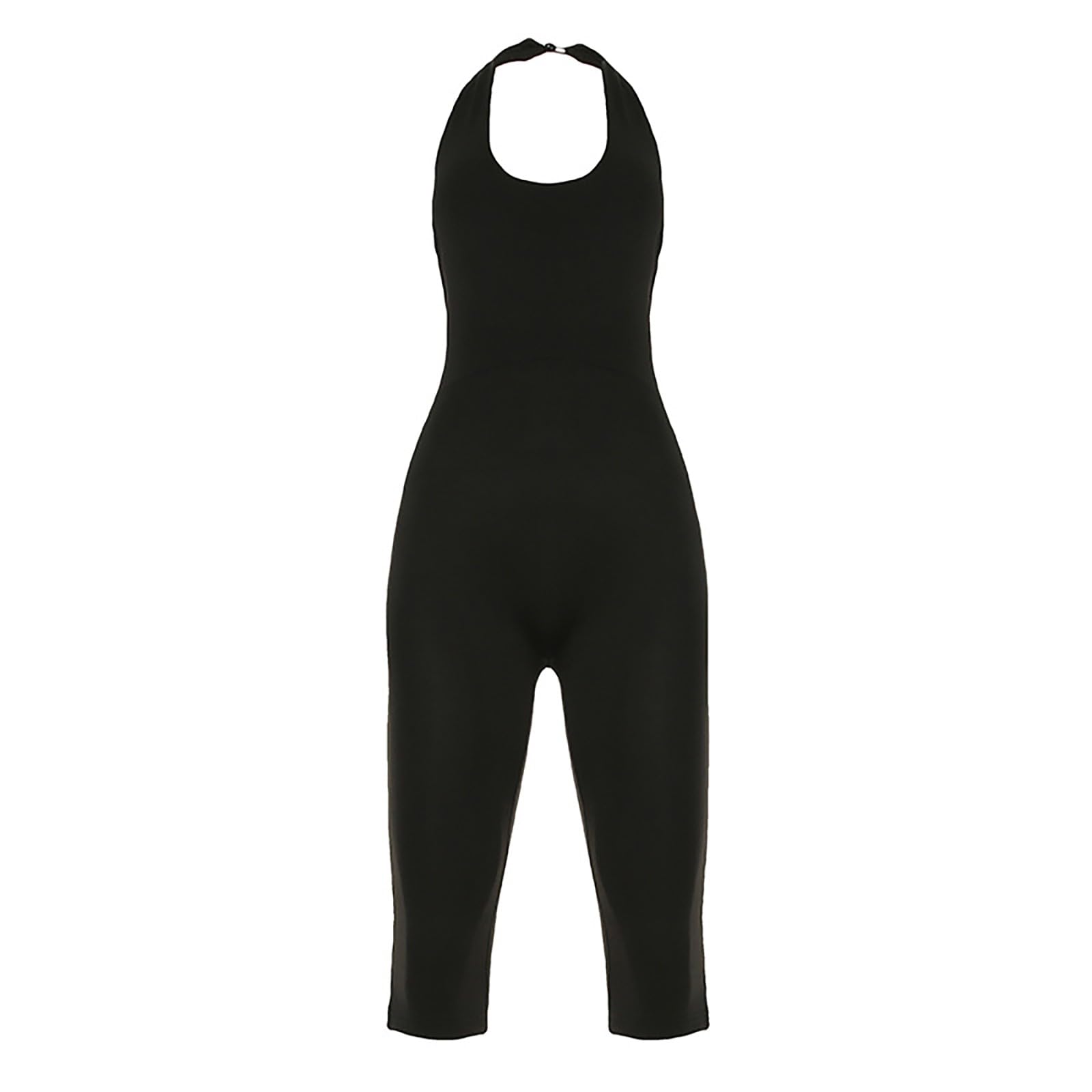 Tuta da donna estiva, aderente, 46085, allacciatura al collo, tutina da yoga | Body intero aderente, senza maniche, spalle scoperte, elasticizzato, leggero, per yoga, allenamento, fitness