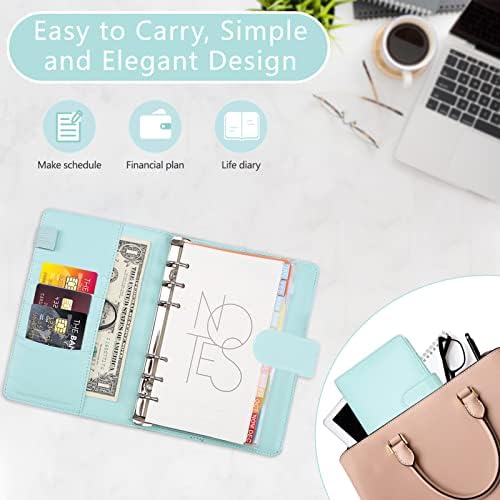 ISOI Budget Binder Set, Ring Binder Notebook, Budget Planner with Zipper Cash Envelopes, Budget Sheets, Label Stickers, Cash Organizer Money Saving Wallet for Travel Diary (Blue)