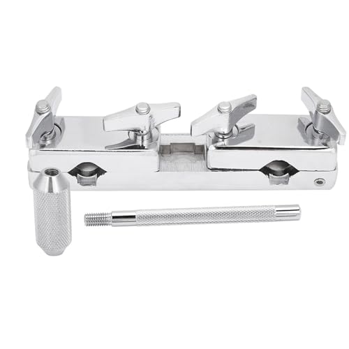 Soporte Abrazadera de Conexión de Hierro, Accesorio para Batería, Soporte Profesional con Barra Conectora de 12 cm, Abrazadera Plateada para Cowbell y Accesorios de Batería miniatura 5