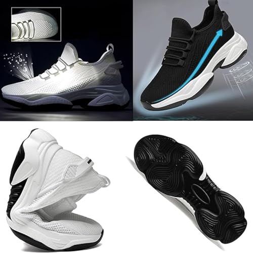 Tallure Sneakers, Tallure Sneakers Height Increasing for Women, 1.6/2.4/3.2/4 Inches Invisible Height Increasing Shoes Non-Slip Breathable Mesh Lightweight Elevator Running Shoes(White(6cm/2.4inch),US4