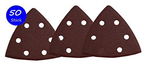 Goodway Lot de 50 triangles de meulage 93 x 93 x 93 mm, Grain 100 6 trous pour ponceuse