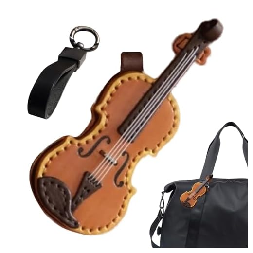 Llavero de violín, llavero de violín en miniatura de cuero | Accesorio de bolso para hombres y mujeres, Navidad, graduación, vacaciones, celebración, fiesta de cumpleaños, Violín, Refer to description
