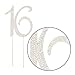 Ella Celebration 16 Cake Topper 16th Birthday Sweet 16 Party Supplies Decoration Ideas Silver Rhinestone Number (Silver)