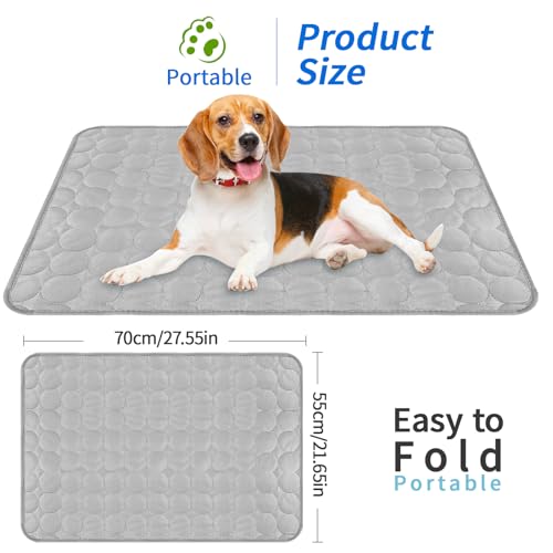 Yegookay Kühldecke Katze Kühlmatte für Kaninchen 70×55cm Kühlkissen Hund Hunde Kühlende Hundehütte Kühl Unterlage Bett Kältematte für Hunde Kühlmatte Katze Kratzfest Ohne Gel Katzenkühl Matte Grau L