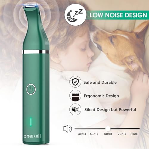 oneisall schermaschine hund pfoten Leise hundeschermaschine pfotentrimmer pfotenrasierer für Hunde Katzen Pfoten, Augen, Ohren, Gesicht, Körper (Grün)