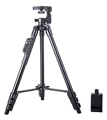 Unifree YT-5208 Professional Lightweight Aluminum Portable Tripod Stand 3 Way Head For Digital Camera Camcorder, Nikon Sony Canon DSLR, GoPro, Action Camera, and Smartphone with Mobile holder Tripod Kit, Tripod Ball Head, Bluetooth remote shutter for selfie (Supports Up to 3000 g)