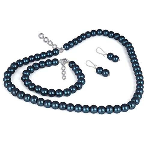 Image of JFL Combo Imitation 6mm Round Pearl Necklace Set Moti Mala Pearl Set With Earrings,Bracelet Handcrafted Jewellery for Less