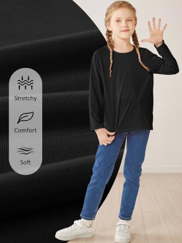 Image of Cooraby 5 Pack Girls Long Sleeve Tees Girls' Soft T-Shirts Kids Basic Crewneck T-Shirts Top for Teen Youth Girls, 2T-16Y