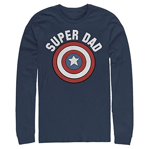 T-shirt Super DAD Marvel le cadeau idéal grand format manches longues bleu marine