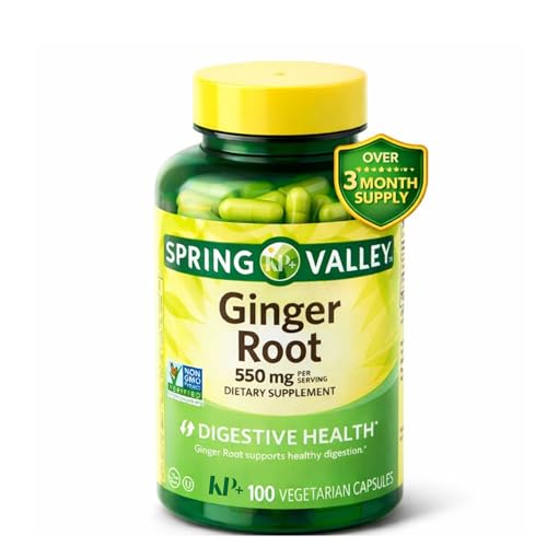 Ginger Root 550 mg Dietary Supplement Ginger Root Capsules 100 Count