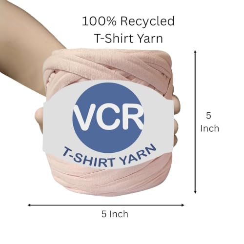 Image of VCR Blush Pink Big T-Shirt Yarn, 100 Meters Length, Recycled & Fashionable Craft Yarn, Pack of 1, Suitable for Crochet, Knitting & DIY Bags, Baskets, Cushions & Home Decor Projects