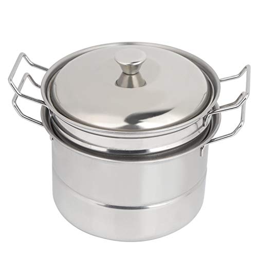 Mini Steamer Pot Set 3 Tier Stainless Steel Saucepot Cooker with Steamer Insert and Lid Kitchen Cookware Set Kitchen Play House Pretend Accessory