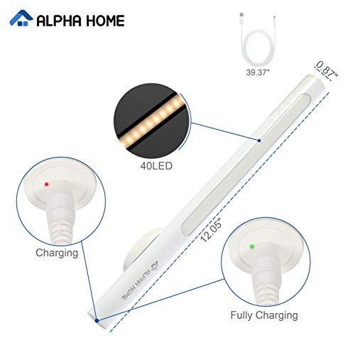 Alpha Home 40 Led Closet Light, Portable Usb Rechargeable Sport Cupboard Light, Stick On Anywhere Magnetic Led Night Light,White #TOP5