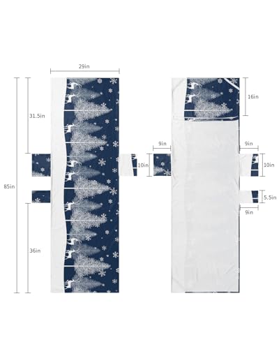 Blue Christmas Tree Beach Lounge Chair Towel Cover, Soft Chaise Lounge Towel with Side Pockets Patio Pool Chairs Cover for Beach/Pool Sunbathing 29x85 Xmas Elk Winter Snowflake