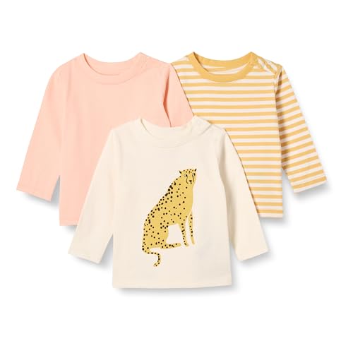 Amazon Essentials T-shirt A Maniche Lunghe In Cotone 100% Vestibilità Comoda Unisex Bambini e Ragazzi, Pacco da 3, Maculata/Righe, XXL