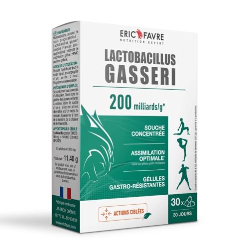 LACTOBACILLUS GASSERI - Natürlich 200 Milliarden Fermente - Hochdosiert - L. Gasseri - Complexe Vivant - Gastro-Resistente Vegetarische Kapseln - 30 Tage Programm - Französisches Labor Eric Favre