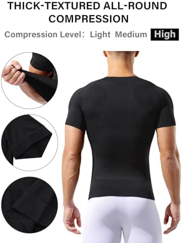 Casey Kevin Mens Medium Compression Shirts Short Sleeve Shapewear 3 Pack - 4