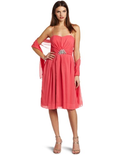 Eliza J Women's Shashy Chiffon Dress, Coral, 2