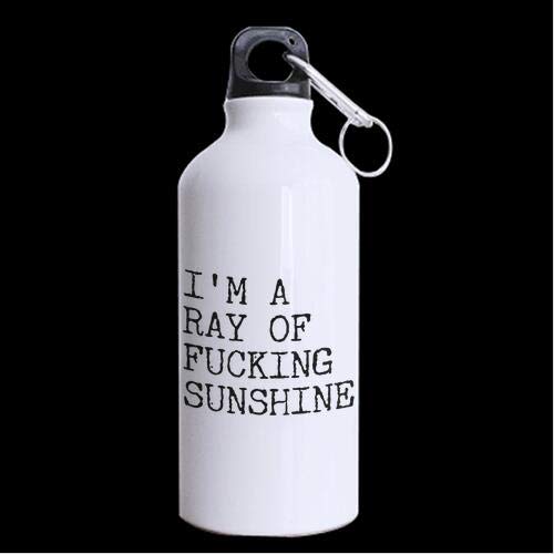 DEPK Canteen Water Bottle I'm A Ray of Sunshine Lightweight Aluminum Flask with Twist Cap Matte Finished Travel Camping Sports Bottle, 13.5 Ounce