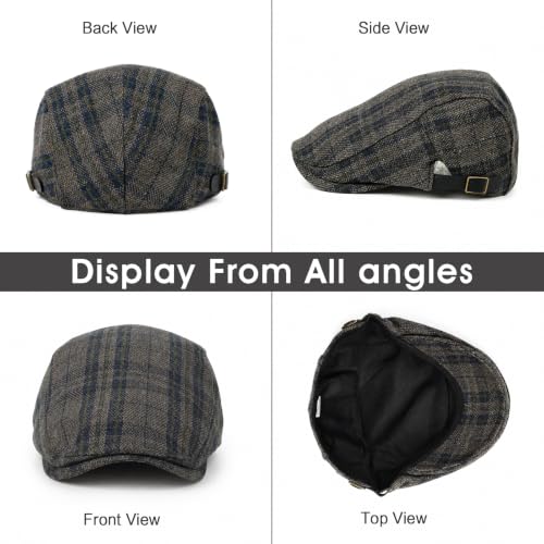 Image of 3Pcs Men's Newsboy Caps Cotton Cooling Hat Adjustable Flat Cap for Men
