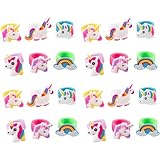 Juvale Rainbow Unicorn Toy Rings - 24-Pack Silicone Rubber Play Rings for Girls, Assorted Unicorn Themed Party Supplies Favors Accessories, Ideal for Fantasy Parties, Magical Birthdays, Game Prizes