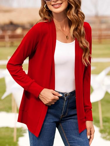 Image of Womens Casual Lightweight Long Sleeve Cardigan Flowy Soft Open Front Knit Cardigan Sweaters