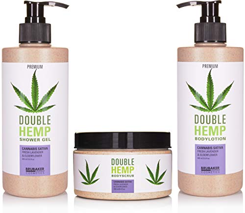 BRUBAKER Cosmetica Hennepzaadolie Douche- en Verzorgingsset van Verse Lavendel & Vlierbloemen met Houten dienblad - Image 3