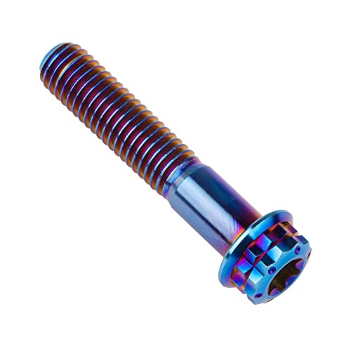 Image of Titanium Flange 12 Point Head M8 x15 20 25 30 35 40 45 50 55 60 65mm Screw Bolt Pack of 4 (M8x40mm, Burning Blue)