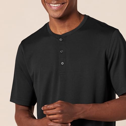 Amazon Essentials Henley Shirts for Men, Short Sleeve, Quick-Dry Jersey, Regular-Fit, 2-Pack3