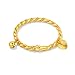 Opk Jewelry 18k Gold Plated Children's Bangle Heart Bell Pendant Rope Chain Gold Bracelets 4.33 Inch