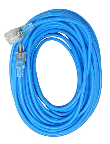 Woods 2436 16/3 100-Foot Outdoor Cold-Flexible SJTW Extension Cord, Blue with Lighted End - Image 3