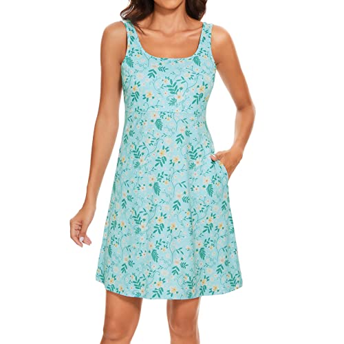 Image of Women's UPF 50+ Tank Dress A-Line with Pockets Breathable Quick Dry Sun Protection for Hiking Camping Beach Outdoor