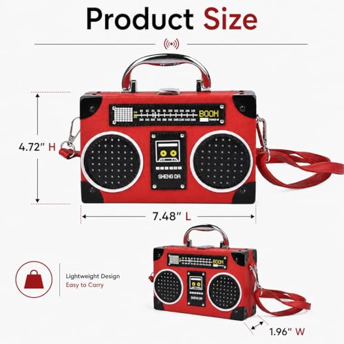 Image of QZUnique Tape Shaped Shoulder Bag Radio Recorder PU Crossbody Bag Women's Retro Evening Bag Handbag Clutch Purse