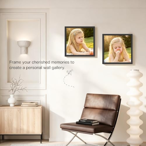 Image of Picrit 12x12 Picture Frame 3 Pack, Wall Mount Display, Black Wood Grain