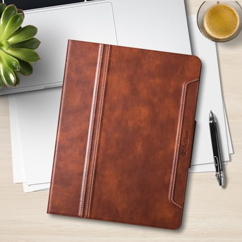 Image of Antbox for iPad Pro 11 Inch Case M5 2025 /M4 2024 Vegan Leather, Brown | Built-in Pencil Holder, Fully Supports Pencil Pro /USB-C, Auto Sleep /Wake Function