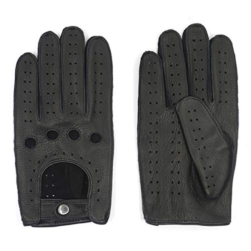 Harssidanzar Leather Motorcycle Gloves For Men Driving Gloves Deerskin Unlined Upgrade, Black, Size Xl #TOP5