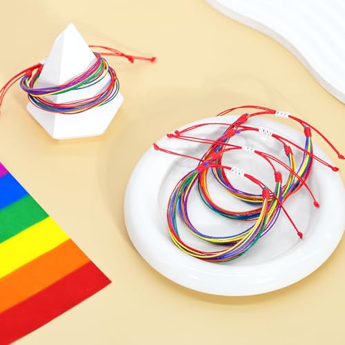 Handmade Pride Bracelets LGBTQ Rainbow Trans Bracelets Gay Lesbian Bisexual String Bracelets Set for Women Pride Accessories Gifts3