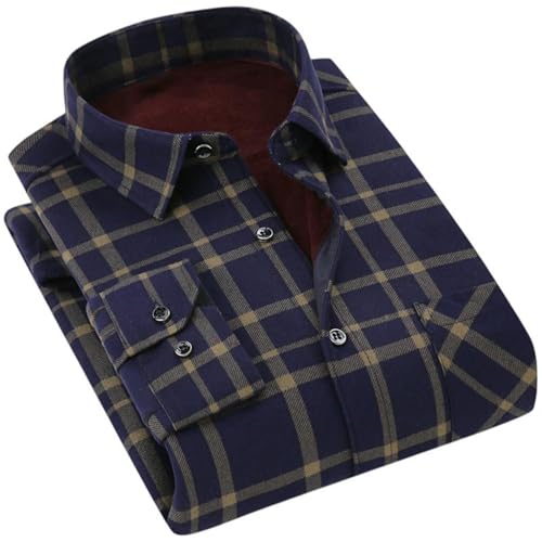 Chemise d'hiver homme manches longues polyester doublée polaire chaude épaisse col carré poche
